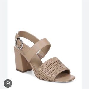 Via Spiga Tan Block Heel Sandals with Ankle Strap